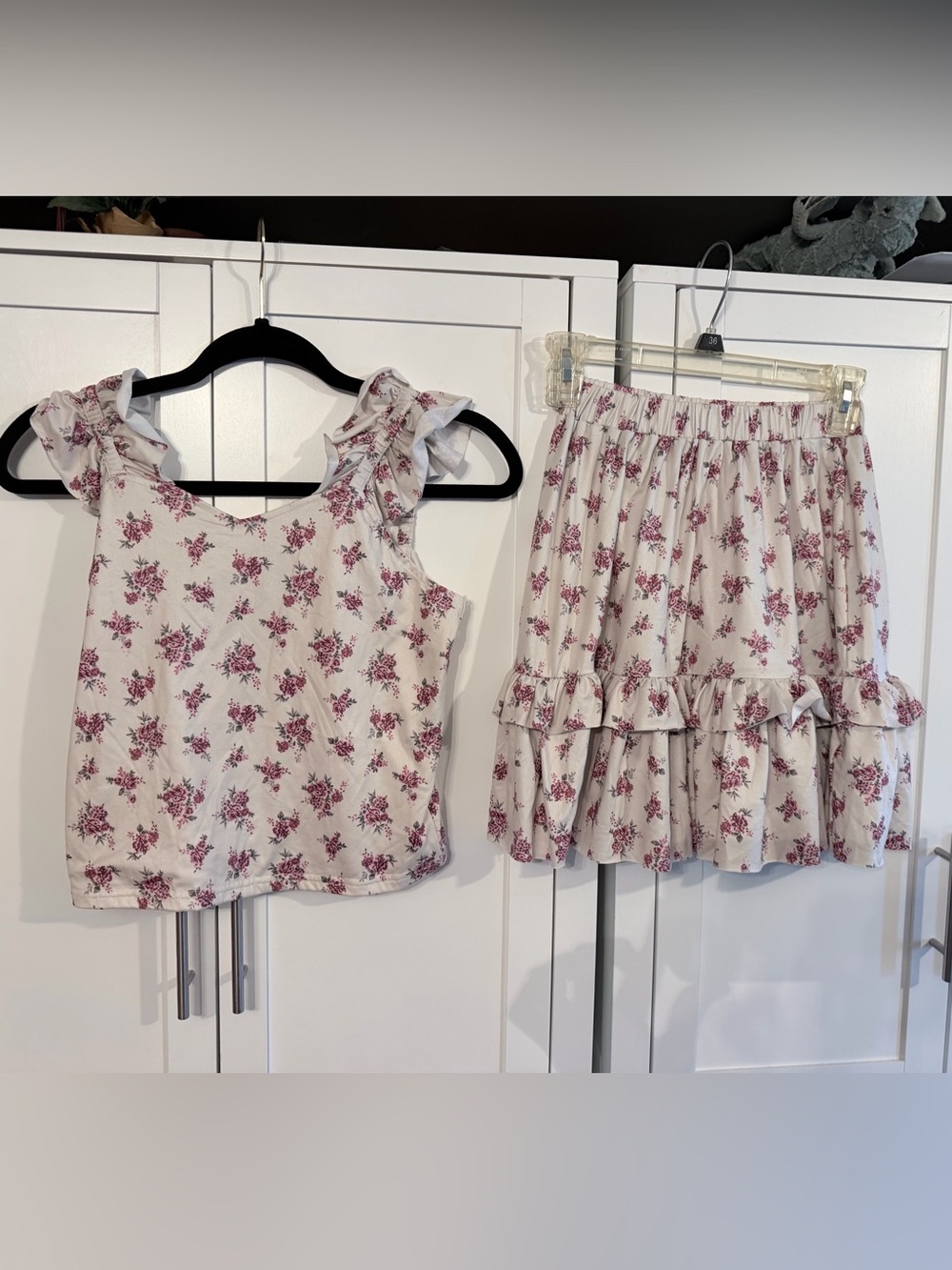 Joyfolie Girls Floral Ruffle Tank Top & Skirt Set - Pink Floral